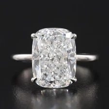 4.5Ct Cushion Cut Moissanite Solitaire Engagement Ring 14K White Gold Plated