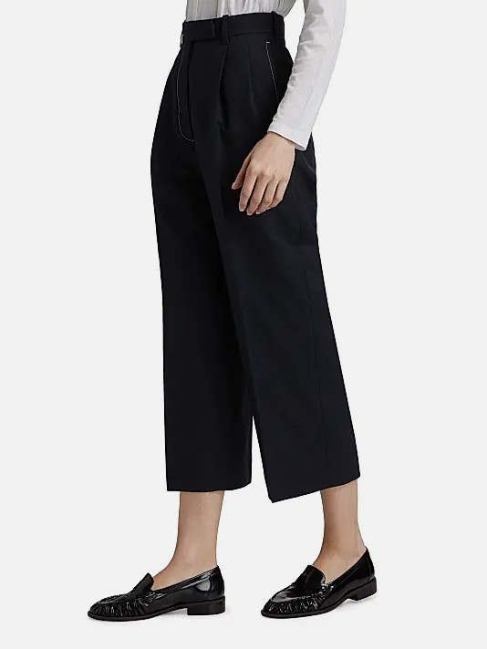 Thom Browne Women's Blue High-Rise Double Pleat Trouser Pants Size 36 image 2