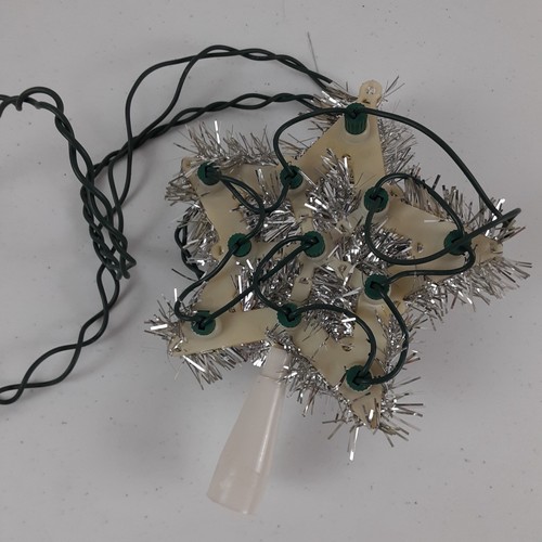 Vintage Christmas Tree Topper Silver Tinsel Star Lighted Multi Color 7.5" WORKS - Picture 7 of 13