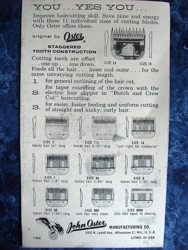 Vintage 1940er Barberhop Oster Clipper Größentabelle Zeichnungen Schild Anzeige 1486 - Bild 1 von 10