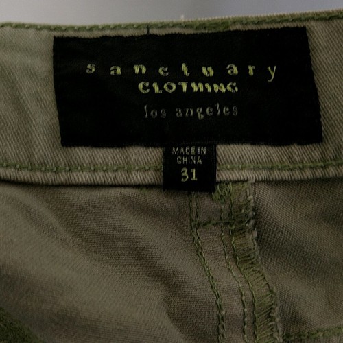 Sanctuary Womens sz 31 Pants Solid Green Slim Leg Chino Zip Closure - Picture 7 of 8