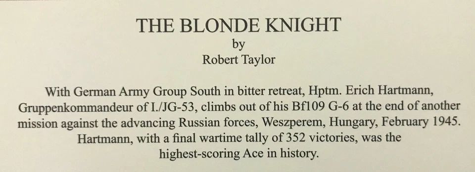 Arte de aviação The Blond Knight por Robert Taylor assinada por pilotos da Luftwaffe da Segunda Guerra Mundial - Imagem 4 de 4