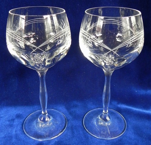2 Noritake "Crystal Cove" Water Goblets, Cut Circles & Lines, 7 1/2" Glasses Exc - Foto 2 di 8