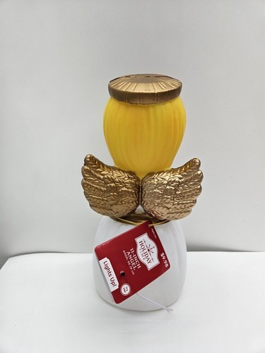 Christmas Angel Praying Holiday Time 11” Blow Mold Table Top Lights Up Gold Wing - Picture 2 of 2