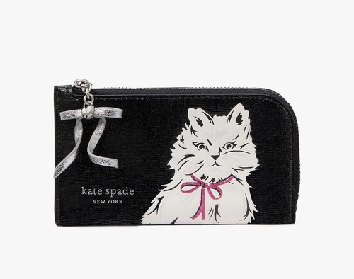 NUEVO CON ETIQUETAS Kate Spade KI713 Bigotes Pequeña Delgada Doble Cartera Negra Multi - Imagen 10 de 12