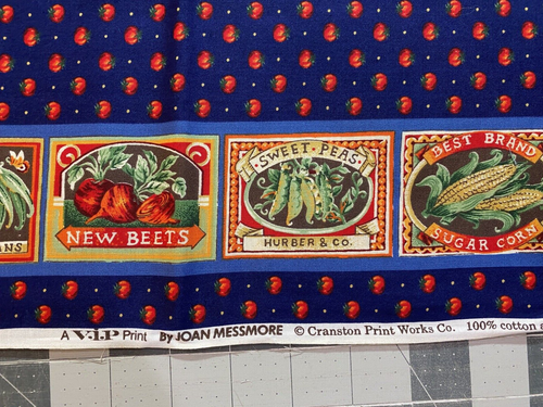 Vintage Joan Messmore Garden Veggie Cotton Fabric Panel - Picture 3 of 4
