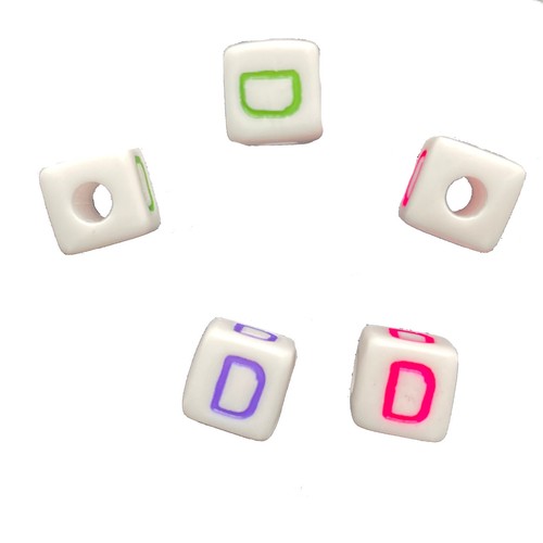 50/100pcs 6mm cube white + colourful single letters acrylic alphabet beads A-Z - Picture 6 of 30