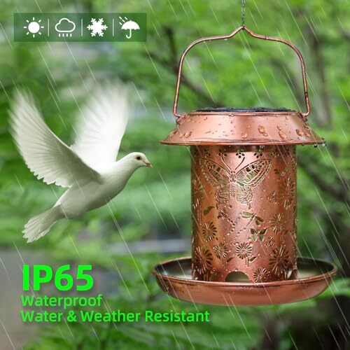 2 Pack Solar Bird Feeders for Outdoors Metal Butterfly Solar 2 Pack Butterfly - Picture 4 of 7