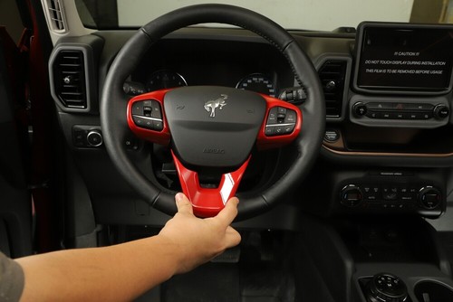 Red Steering Wheel Cover Trim Bezel Decor For Ford Bronco Sport 21+/Maverick 22+ - Picture 10 of 12