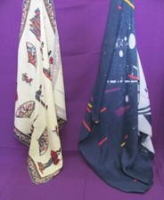 VINTAGE 1950s 2PCS LADIES WOMENS SILK SHAWL SCARF JAPAN