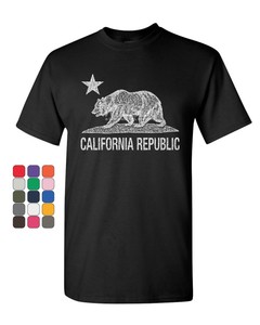 California-Republic-Bear-Flag-T-Shirt-Grizzly-Bear-Cali-CA-Star-Mens-Tee-Shirt