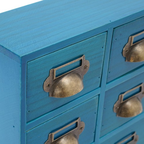 16 Drawer Storage Cabinet, Wooden Medicine Cabinet Desktop Drawer Organizer Blue - Picture 14 of 18