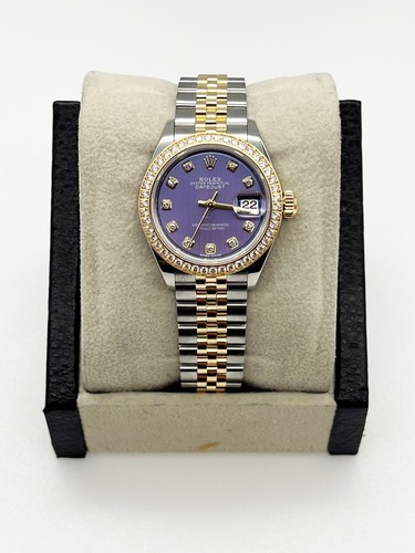 Rolex Datejust 279383RBR Diamond Bezel Lavander Dial 18K Gold Steel Box Paper - Picture 3 of 7