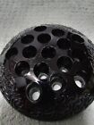 Vintage Le Smith Black Amethyst Glass 16 Hole Flower Frog