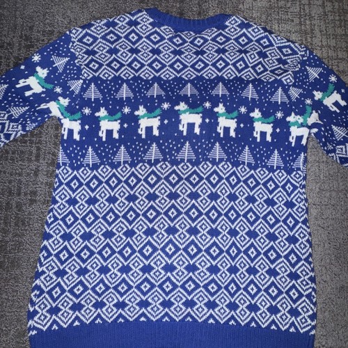 Festive  Llama Ugly Christmas Sweater Blue & White By Blizzard Bay Adult Size S - Picture 7 of 11