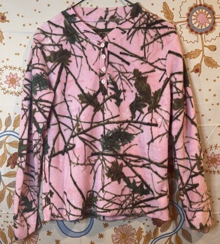 Trail Crest Fleece Pullover Hunting Jacket Shirt Women's Pink Camouflage Medium
