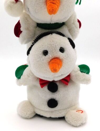 Peluche vintage Gemmy apilado muñecos de nieve cantando torres de Navidad FUNCIONA leer - Imagen 4 de 9