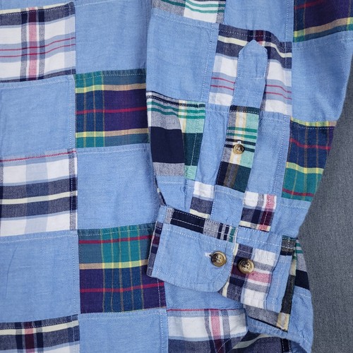 Camisa Orvis Para Hombre Grande Azul Patchwork Cuadrados Manga Larga Abotonada - Imagen 8 de 13