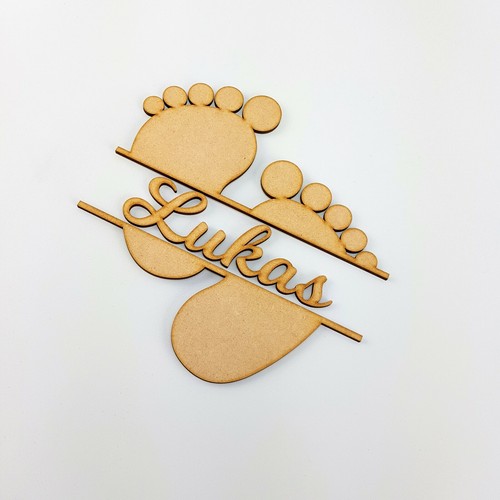 PERSONALISED Baby Feet newborn boy girl gift crafts blanks shapes wooden MDF - Picture 3 of 6