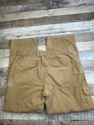 Duluth Trading Fire Hose Cargo Pants Mens 38x34 Fleece Lined Thick Heavy Canvas