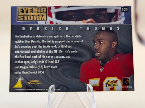 1996 Pinnacle Action Packed Derrick Thomas Eyeing the Storm football card #121 - Picture 2 of 2