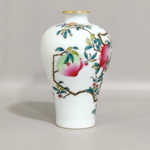 A Pair Collectable Art Handmade Painting Famille Rose Porcelain Peach Mei Cup - Picture 4 of 9