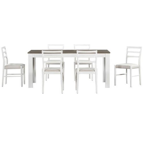 7-Piece Wooden Dining Table Set Mutifunctional Extendable Table with 12" Leaf a - Picture 20 of 24