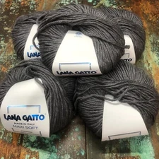 Lot of 5 Lana Gatto Gray Maxi Soft  Merino Wool 50g/90m Each #20742