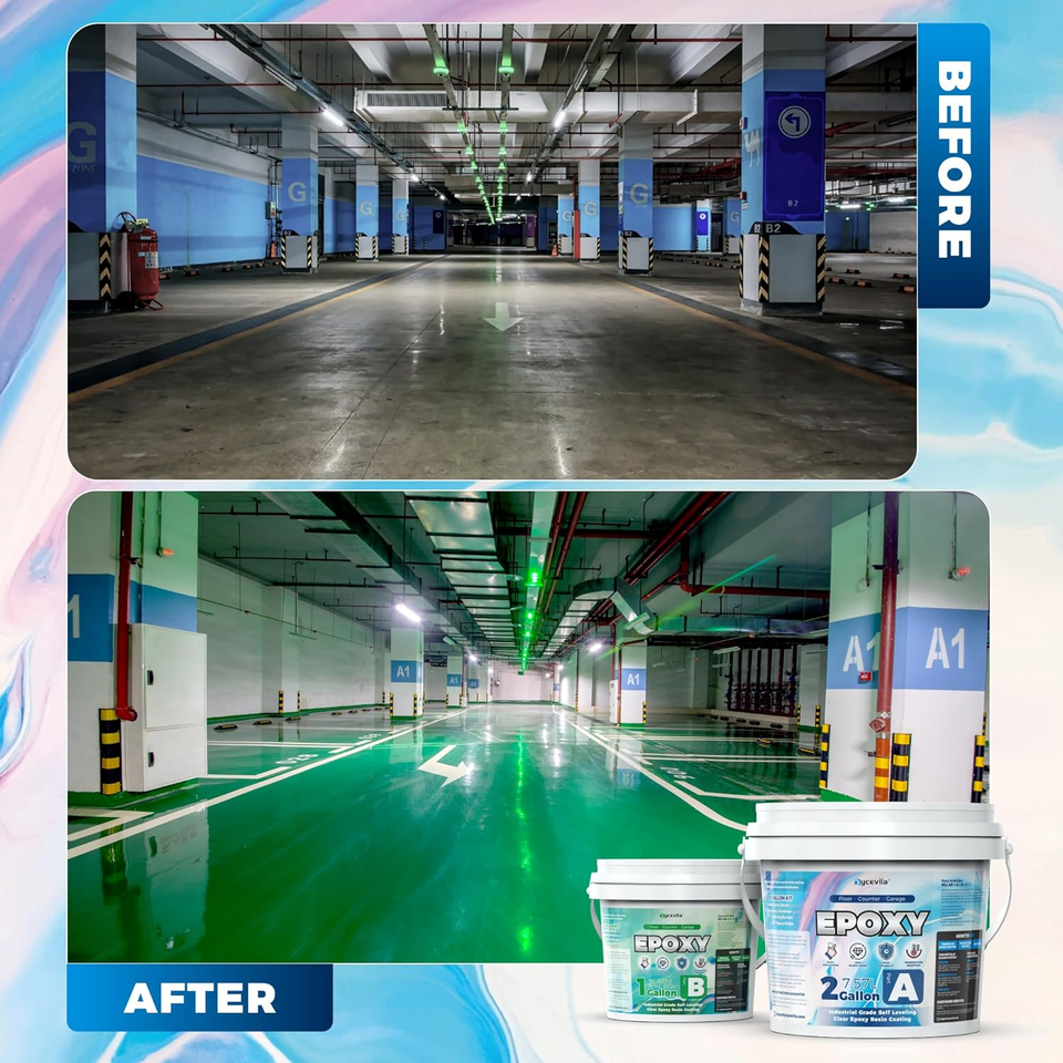 3 Gallon Kit Clear Garage Floor Epoxy Self Leveling Paint Highly