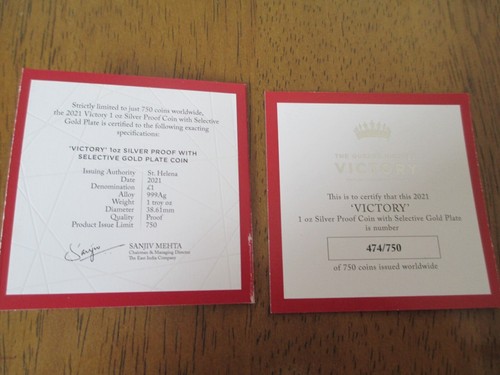 2021 St. Helena £1 1-oz Silver Queen’s Virtues: Victory Gilded Proof NGC PF69 UC - Picture 6 of 6
