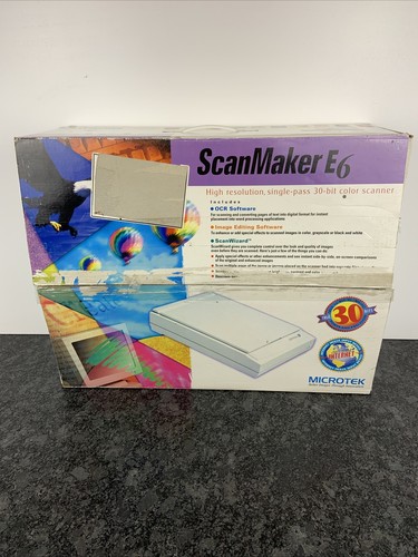 Vintage Microtek Scanmaker E6 MRS-1200E6 Flatbed Scanner SCSI W/ Cables & Box - Picture 10 of 12
