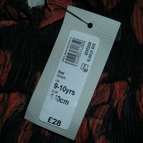 River Island New Girls Black Brown Ruffle High Neck Dress Age 9-10 140cm bnwt - Picture 3 of 3