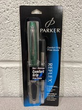 Parker Comfort Grip Reflex Roller Ball Black Ink Green Barrel Medium Point