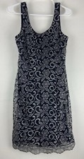 VTG Y2K Aspeed Womens Black Gray Silver Sleeveless Metallic Mini Dress Size M
