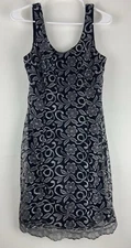 VTG Y2K Aspeed Womens Black Gray Silver Sleeveless Metallic Mini Dress Size M