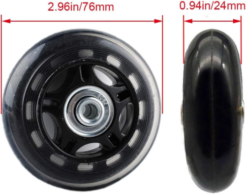 Ruedas de repuesto para maleta de equipaje Gekufa (76Mm X 24Mm) con ABEC 608Zz - Imagen 3 de 12