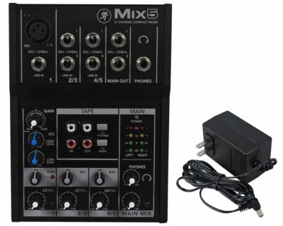 Mackie Mix5 5-Ch Compact Soundboard Mixing Console Mixer For