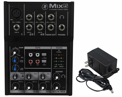 Mackie Mix5 5-Ch Compact Soundboard Mixing Console Mixer For Church/School - Picture 1 of 5