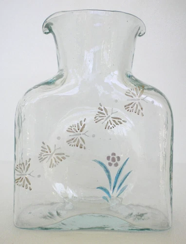 Blenko Glass MINI Water Bottle 384 - Butterflies & Flower