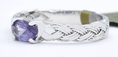 LAB CREATED 0.70 Cts ALEXANDRITE BRAIDED SOLITAIRE RING 10k WHITE GOLD - NWT - Picture 3 of 5
