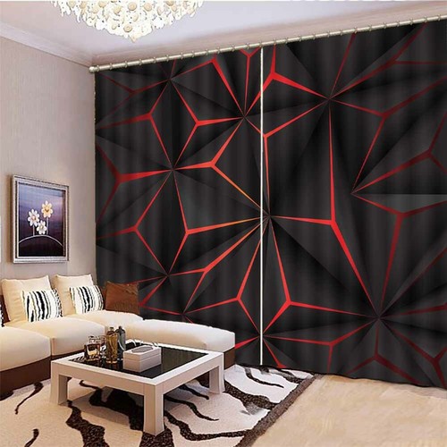 Folded Black Space 3D Blockout Photo Print Curtain Fabric Curtains Window - Imagen 2 de 10