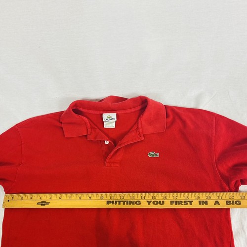 EXC Lacoste Men’s Size 7 (2XL) Red Polo Golf Shirt Button Up Alligator Logo - Picture 7 of 12