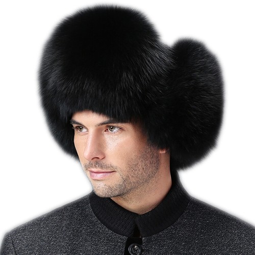 Gorra de piel de zorro real para hombres Sombrero de bombardero de piel de oveja real Invierno Orejeras cálidas Esquí al aire libre - Imagen 13 de 21