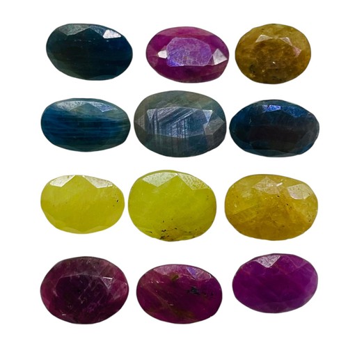 12 Pcs Natural Unheated Ruby Sapphire 10-12mm Oval Cut Ring Size Loose Gemstones - Picture 4 of 8