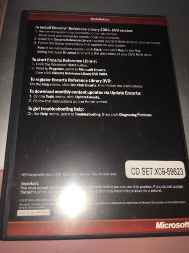 MS Encarta Reference Library 2004 98/2000/ME-DVD Rom-RARE-Brand New-SHIPS N 24HR - Picture 3 of 3