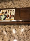 Vintage Cheese Board With Ceramic 70’s Tile And Knife. 12”x6”