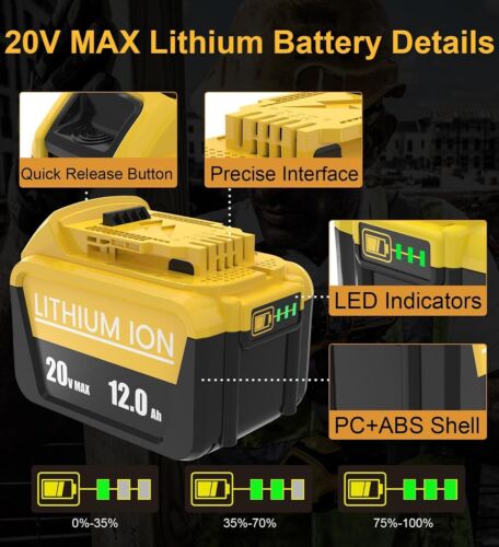2PACK for DeWalt DCB210 20V MAX 12 Ah 10 Ah Li-Ion Battery 20 Volt DCB206 - Picture 2 of 22