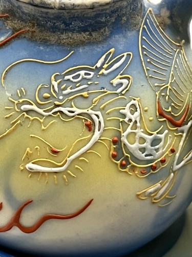 Antique Hand Painted Made In Japan DRAGONWARE Salt/Pepper Set W/Underplate. - Picture 20 of 22