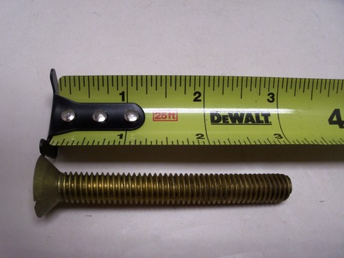 3/8-16 x 3" Brass Slotted Flat Head Machine Screw VINTAGE Made in US Qty 6 - Afbeelding 1 van 2