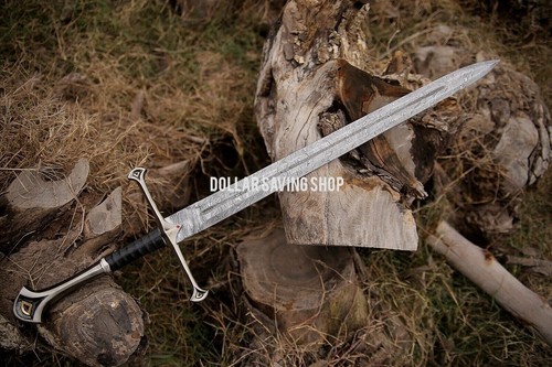 Custom Handmade Damascus Steel Blade Anduril / Narsil Sword of King Aragorn. - Picture 4 of 8